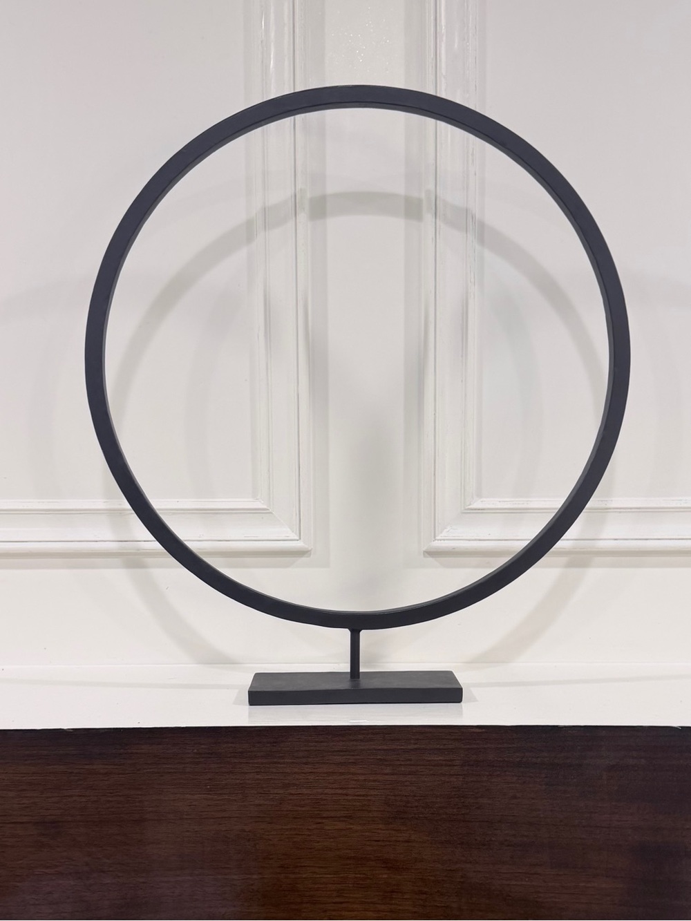 Crate & Barrel Large Iron Circlet Sculpture Black Modern Minimalist Decor